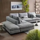 Distinguished Bonaldo Ever More sectional upholstered in textured matte grey textile with matt painted metal feet