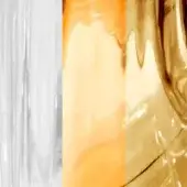 Barovier & Toso Murano glass crystal, caramel and cognac, layered organic form with glossy drips and vertical striations.