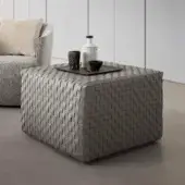 Exceptional Presotto Dama ottoman crafted in Italy with hand-woven natural vegetable-tanned leather and a matte finish