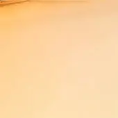 Amber glass panel, smooth gradient surface transitioning from orange-brown to yellow-orange, curved edge, polished finish, neutral beige background.