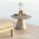 Exceptional Royal Botania Conix table with conical base and round tabletop crafted in polished fibre-reinforced Ductal® concrete