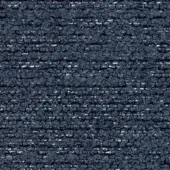 Dark blue boucle fabric texture with dense, nubby weave and heathered flecks of lighter blue and white, exhibiting a soft, voluminous appearance.