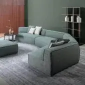 Superior Bonaldo Peanut B.X sectional with muted green-gray textured fabric and anthracite grey matt painted wood feet