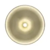 Gold bowl with internal LED lighting, circular shape, polished metallic sheen, white interior reflecting light, and thick outer rim.