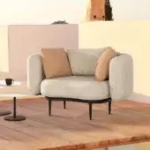 Superior Royal Botania Organix lounge chair with curved backrest and woven textile upholstery in neutral and brownish-tan tones