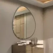 Impeccable Reflex Oh Frame mirror crafted in Italy with extra clear glass and a rounded wood frame in satin finish