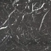 Marmo nero marquina texture with polished black surface and dense white veining, displaying irregular patterns and a granular quality.