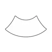Ottoman bench line drawing, black on white, curved asymmetrical shape, minimalist design, seamless form, no visible legs or structure.