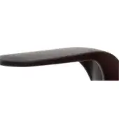 Dark wood chair armrest and curved frame, smooth matte finish, continuous flowing form, isolated on white background.