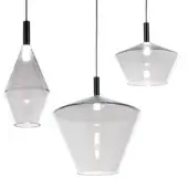 Distinguished Reflex 24 Gradi suspension lamp with translucent blown glass and polished steel hardware embodying contemporary style