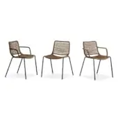 Distinguished Potocco Egao chair with hand-woven medium brown nautical rope and slender painted metal structure