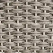 Round searope pearl texture, gray-beige woven cord with horizontal emphasis, dense grid pattern for durable outdoor applications.