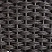Searope dark grey texture, woven synthetic rope grid with matte finish and dark grey metal rods, durable contemporary design.