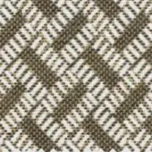 Woven fabric swatch, almond brown and cream, displaying a diagonal rectangular grid pattern with a coarse, textured weave.