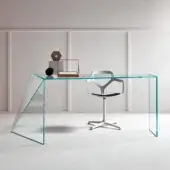 Exceptional Tonelli Design Penrose desk crafted in glass with oblique cuts and a subtle greenish tint