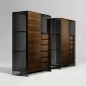 Elegant Tonelli Design Shoji cupboard with smoked glass and Siberian Ash wood, presenting a dark wood finish