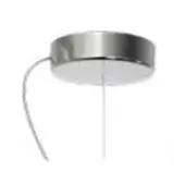 Circular ceiling light, brushed metal finish, minimalist design with recessed edge and central white cord suspension.