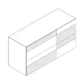 Modular storage unit, light wood composite, stepped isometric design with layered horizontal panels and a clean, minimalist aesthetic.