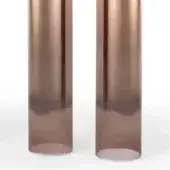 Copper glass vases, cylindrical shape, shaded sputtering effect, pale pink tint, reflective surface, studio lighting, white background.