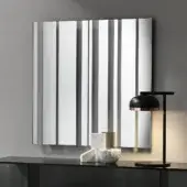 Superior Tonelli Design Barcode mirror with alternating mirrored and transparent bands in thin glass