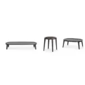 Innovative Potocco Spring coffee table with a solid ash base and ash top in a dark matte finish