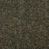 Heathered fabric sample with muted brown, tan, and blue tones displaying a dense, granular, tightly woven texture and slightly raised nubby surface.