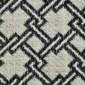 Black and cream checkered textile with intersecting diagonal lines forming asymmetrical squares and rectangles, displaying a textured, handwoven appearance.