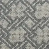 Diamond plaid fabric sample in gray and off-white tones features a dense, textured weave with intersecting lines forming a geometric pattern.