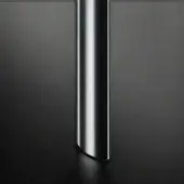 Polished metal column, dark gray background, vertical light reflection, cylindrical shape, high-gloss finish, minimalist composition.