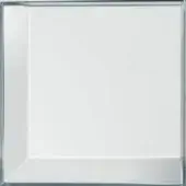 Rectangular mirror with beveled edge, silver frame, and textured glass surface displayed on a white background in a studio setting.