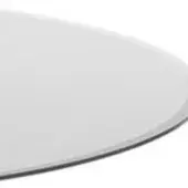Tempered glass disc, extra white, circular shape with smooth polished surface and rounded edge against a white backdrop.