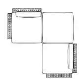 Cylindrical container net diagram, black lines on white, showing ridged sections, rectangular cutouts, and a utilitarian industrial design.
