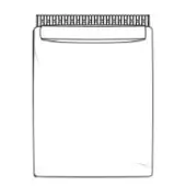 White electronic device with perforated top edge, rounded corners, and recessed area, displayed on a white background.