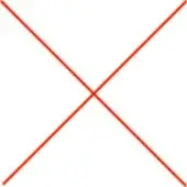 Intersecting red lines create an X shape on a white background, with a symmetrical and minimalist composition, even lighting, and no text.