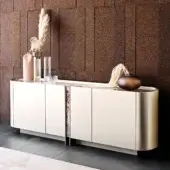 Elegant Cattelan Italia Dynasty sideboard with titanium lacquered wood and artistically printed glass emulating marble veins