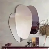 Exceptional Cattelan Italia Ulisse mirror with central mirrored glass and elegantly curved fumè mirrored glass sections