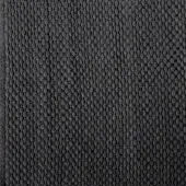 Black mesh fabric texture with rounded nodes and thin threads forming a repeating geometric pattern, matte finish.