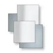 Overlapping rectangles in light gray, white-gray, and blue-gray tones create a staggered composition with subtle gradients on a white background.