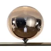 Bronze finial with sputtered finish, featuring a polished sphere mounted on a cylindrical rod, reflecting overhead lights against a white background.