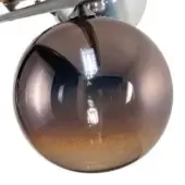 Copper ceiling light, spherical shape, sputtering gradient finish, metallic arm mount, reflective surface, integrated LED, interior setting.