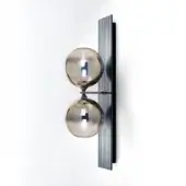 Sophisticated Reflex Bulles XL wall lamp with smoked mirror glass and satin metal support filtering warm metallic glass spheres