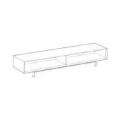 Eric sideboard A, linear storage cabinet with white background, featuring open shelf, central compartment, and cylindrical legs.