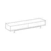 Eric sideboard model B line drawing, rectangular wood cabinet with recessed panel, four cylindrical legs, minimalist design.