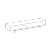 eric sideboard model c line drawing, rectangular black form, minimalist cabinet with open shelf, single drawer, cylindrical legs.