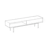 Eric sideboard G, walnut veneer, rectangular storage with open and closed compartments, cylindrical legs, minimalist design.