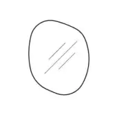 Abstract rug illustration, white background, asymmetrical shape with three diagonal lines, minimalist design, flat graphic representation.