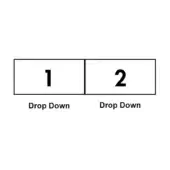 Two rectangular boxes with bold black numbers "1" and "2", labeled "Drop Down" below, on a white background, minimalist UI design.
