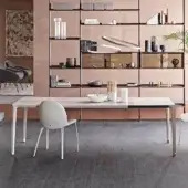 Distinguished Cattelan Italia Boulevard Keramik table with white ceramic Marmi top and embossed lacquered aluminum base