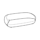 Pacific B sofa, curved black line drawing, minimalist design, rounded seat, cylindrical legs, seamless backrest, studio illustration.