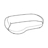 Curved sofa, line drawing, pacific d model, rounded form, high backrest, cylindrical legs, white background, contemporary design.